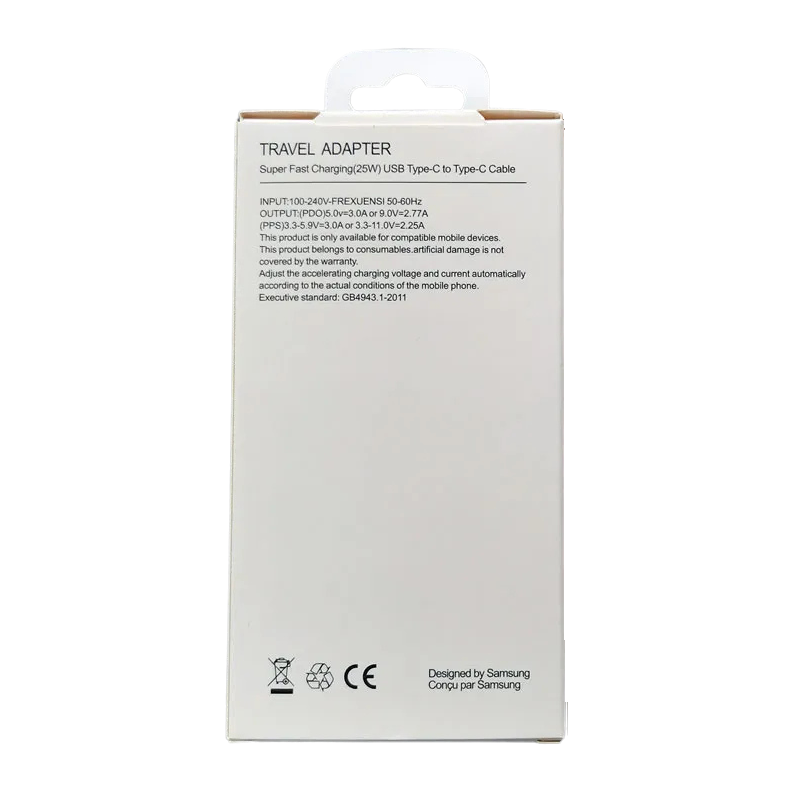 Samsung 25W UK Plug PD Super Fast Charging Adapter For (Type-C to Type-C)