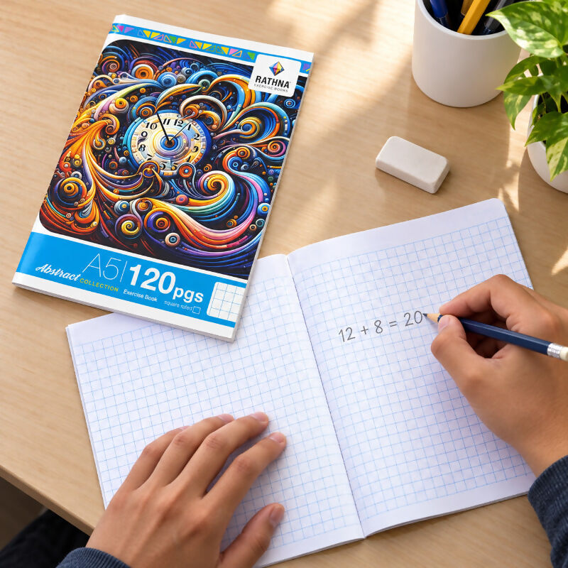 Rathna A5 Square Ruled Exercise Book – 120 / 160 / 200 Pages | Mathematics & School Stationery