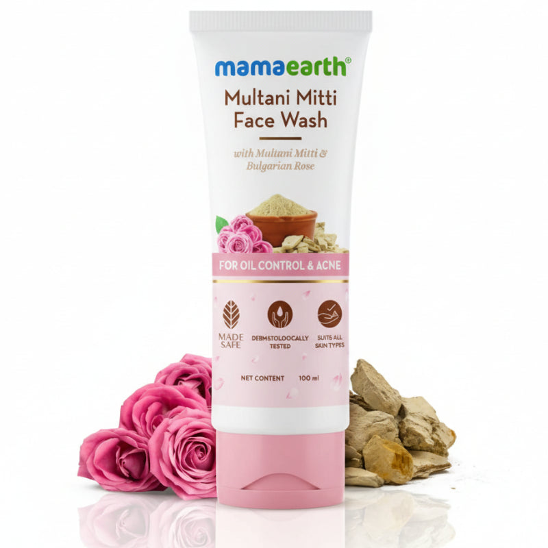 Mamaearth Multani Mitti Face Wash with Multani Mitti & Bulgarian Rose For Oil Control & Acne – 100ml