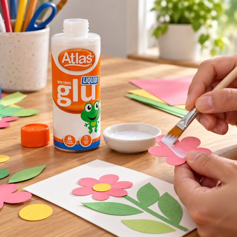 Atlas Liquid Glue – 350ml | Quick Dry Craft Adhesive for School & Creative Projects