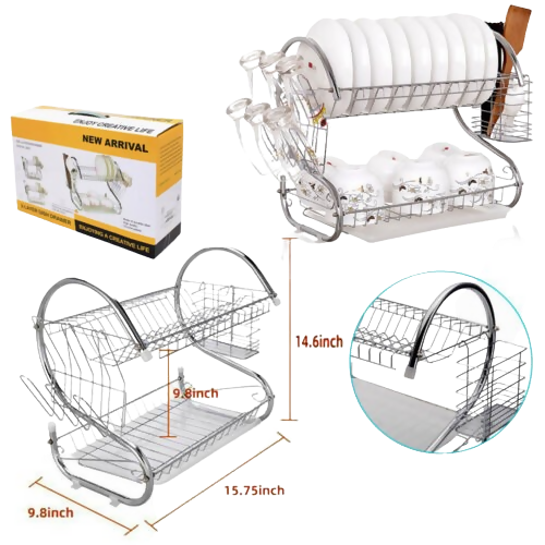 New Arrival Kitchen Dish Cup Drying Rack Drainer Dryer Tray Cutlery Holder
