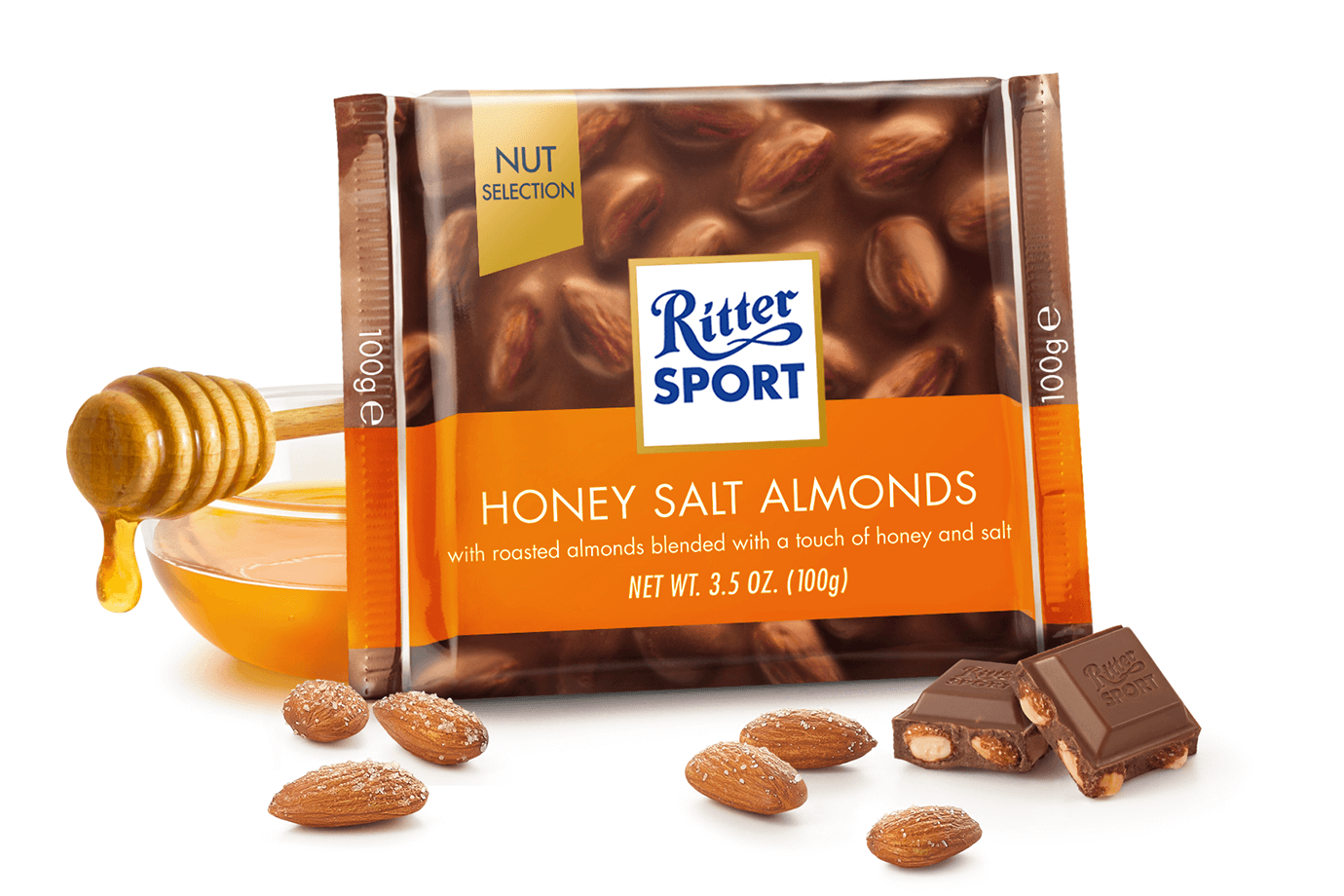 Ritter Sport Honey Salt Almonds Chocolate - 100g