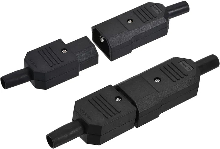 Rice Cooker Parts Power Cord Plug Male and Female 3pin Connector 1pair 10A 230v-250v plastic - 1Pcs