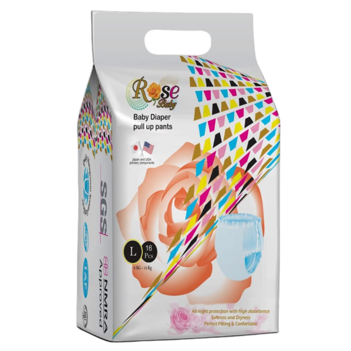 Rose Baby Pull Up Pants Diaper - 16Pcs