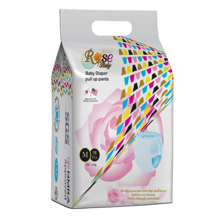 Rose Baby Pull Up Pants Diaper - 16Pcs
