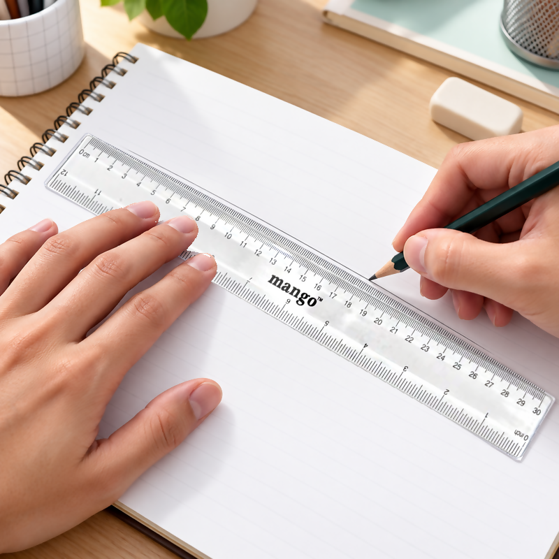 Mango Transparent Ruler – 30cm / 12 Inch | Clear Measuring Scale for School, Office & Drawing