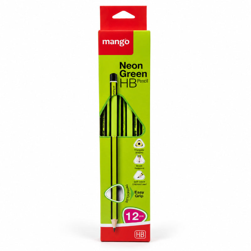Mango Neon Green HB Triangular Graphite Pencils – Pack of 12