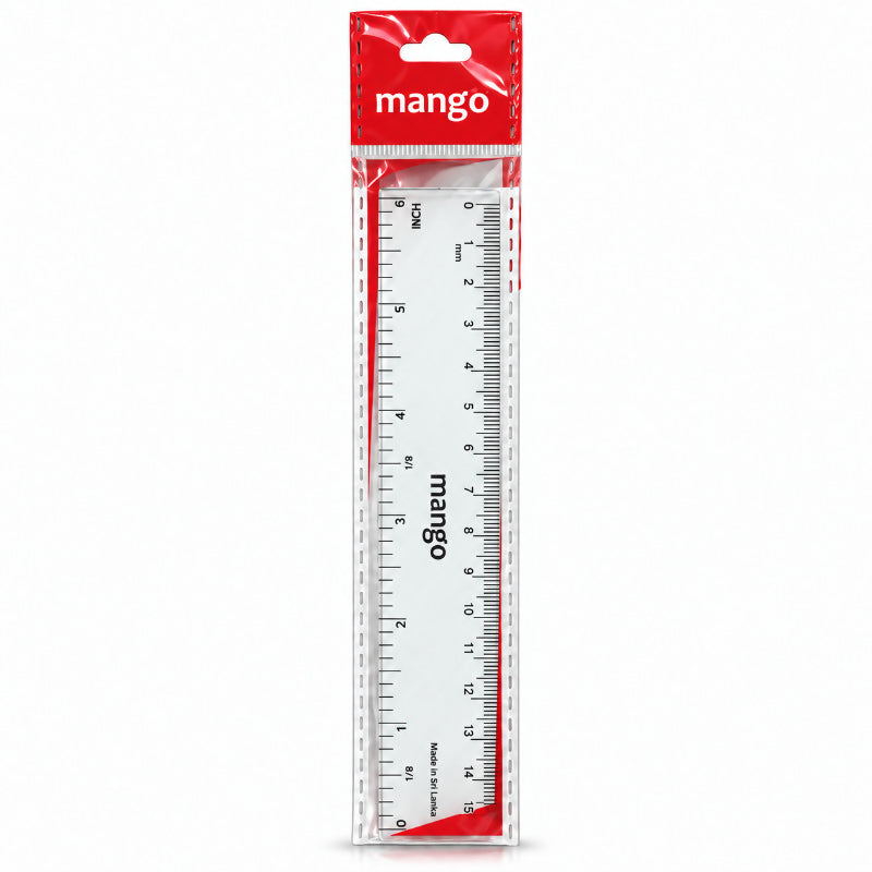 Mango Transparent Ruler – 15cm / 6 Inch | Clear Measuring Scale for School, Office & Drawing – 1pc