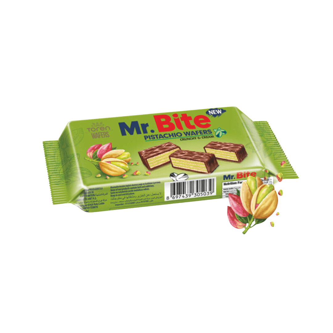 Mr Bite Coated Wafers With Pistachio Cream Chocolate - 32g