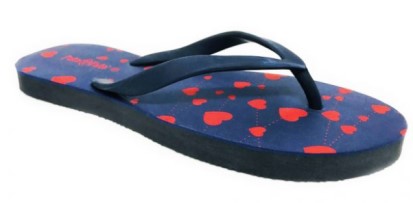 Bata Pata Pata Ladies Rubber Blue Hearts Flip Flop