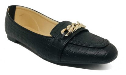 Bata Womens Black flat loafers – Brielle
