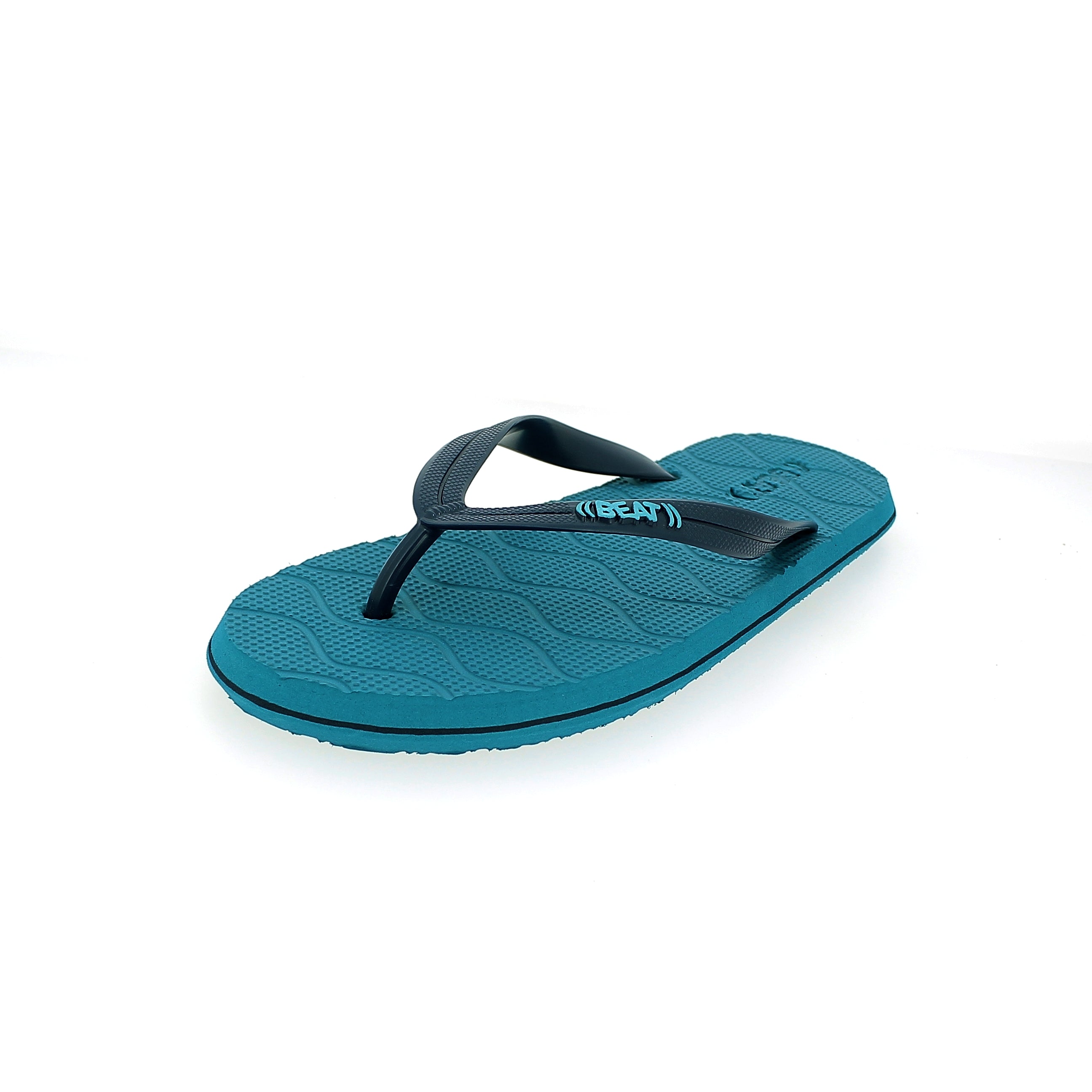 Beat Men Rounded Slippers Aqua , Dark Blue , Black