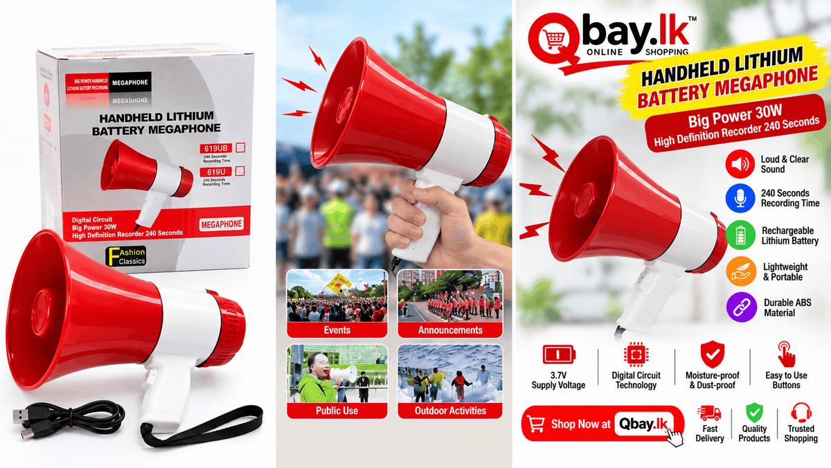 30W Rechargeable Handheld Megaphone with 240-Second Voice Recording – Portable Loudspeaker