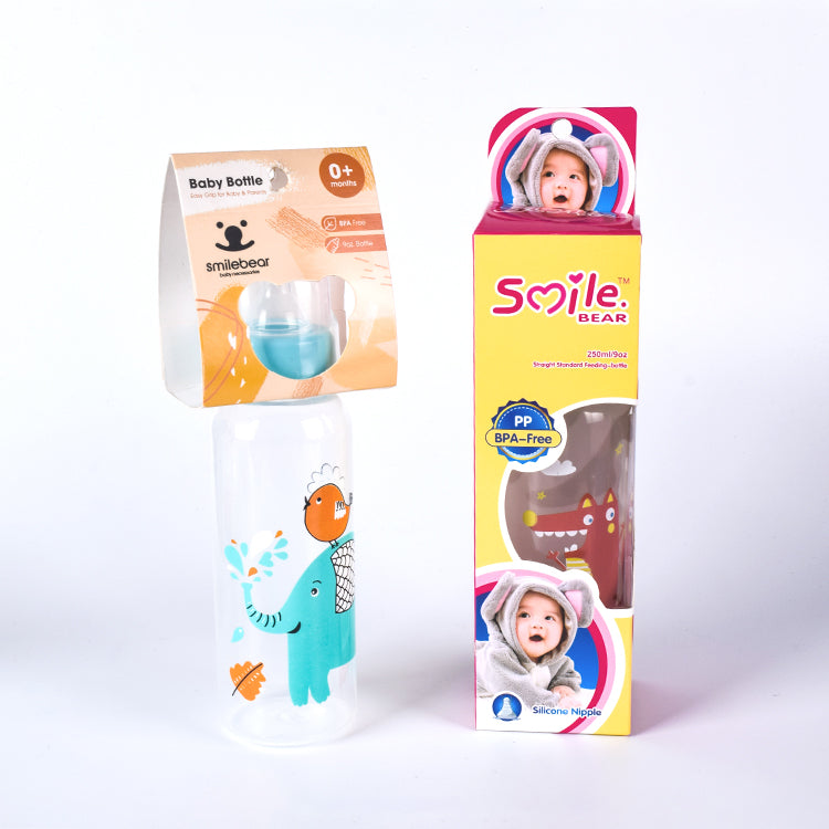 Smile Bear Glass Baby Bottle 250ml (Eco-Friendly, BPA-Free)
