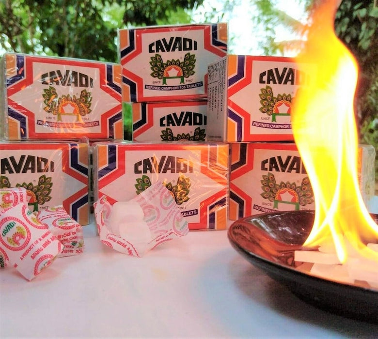 Cavadi Refined Camphor 1Pack 105 Tablets Flammable Strong Aroma Katpooram