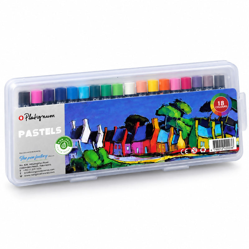 Platignum Oil Pastels – 18 Colours with Storage Case
