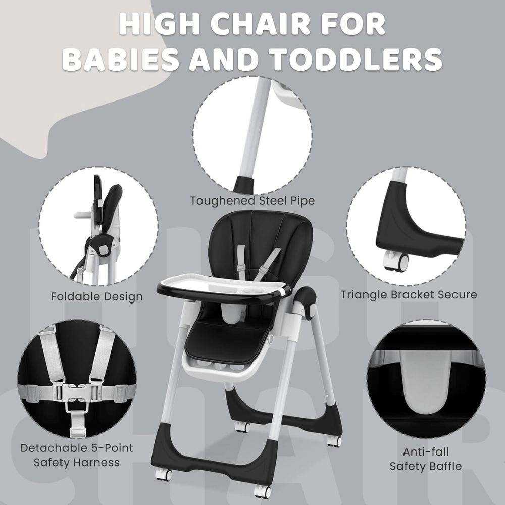 Kidilo Baby High Chair Seat Adjustable & Foldable With Height
