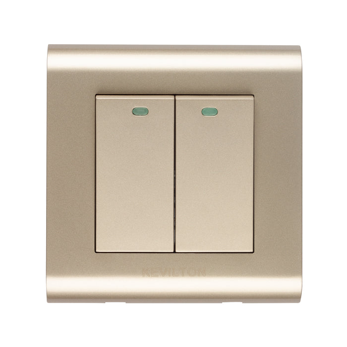 Modular Gold Two Gang One Way Switch