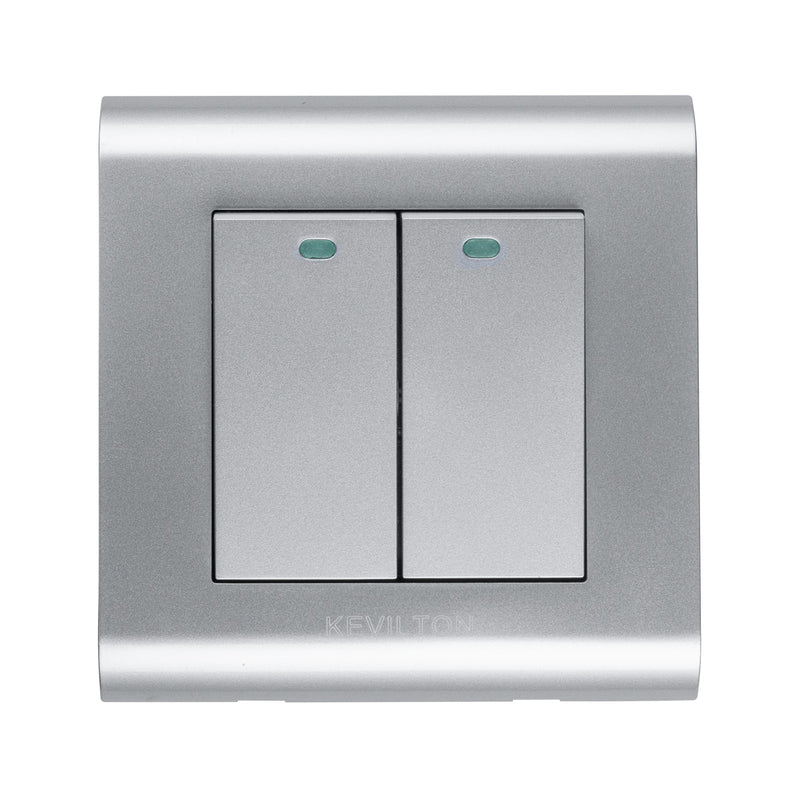 Modular Silver Two Gang One Way Switch