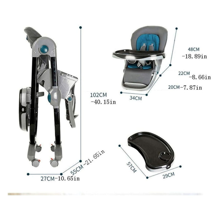 Multi Function Baby High Chair with Wheels