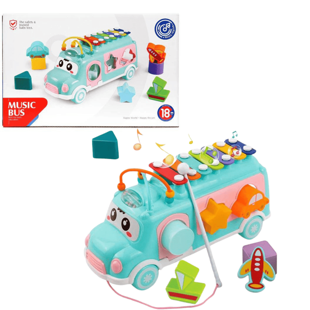 Music Bus Xylophone with 7pcs Puzzle Blocks
