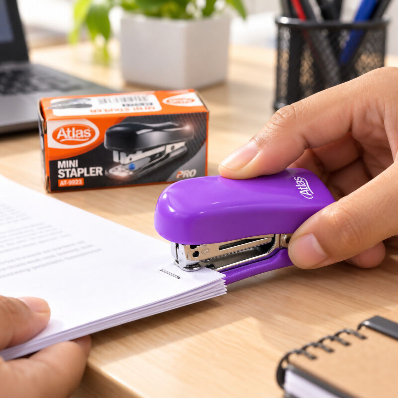 Atlas Mini Stapler PRO AT-9923 – No.10 Compact Stapler (Purple)