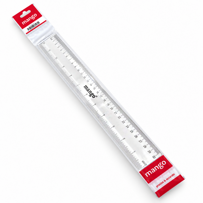 Mango Transparent Ruler – 30cm / 12 Inch | Clear Measuring Scale for School, Office & Drawing
