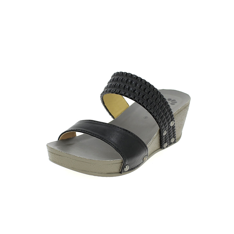 Petalz Women Casual Slip-on Wedges Black