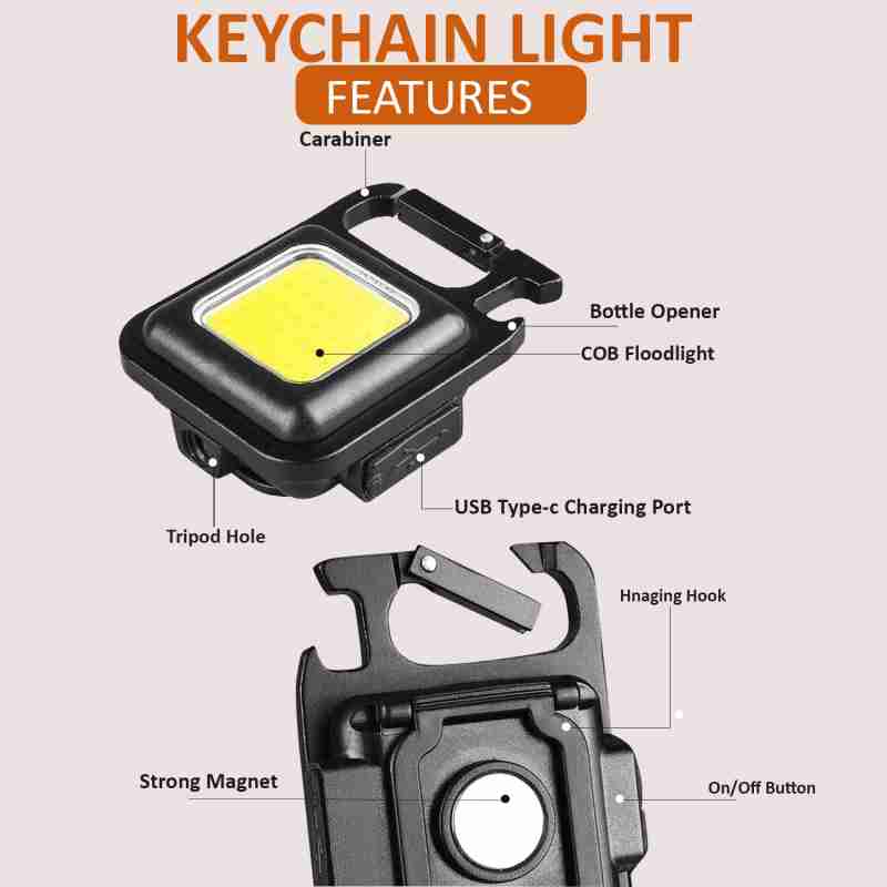 Cob Keychain LED Outdoor Camping Small Light - 1Pcs