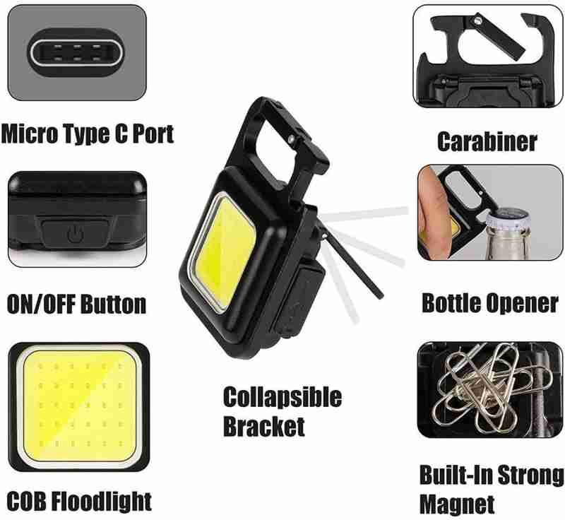 Cob Keychain LED Outdoor Camping Small Light - 1Pcs