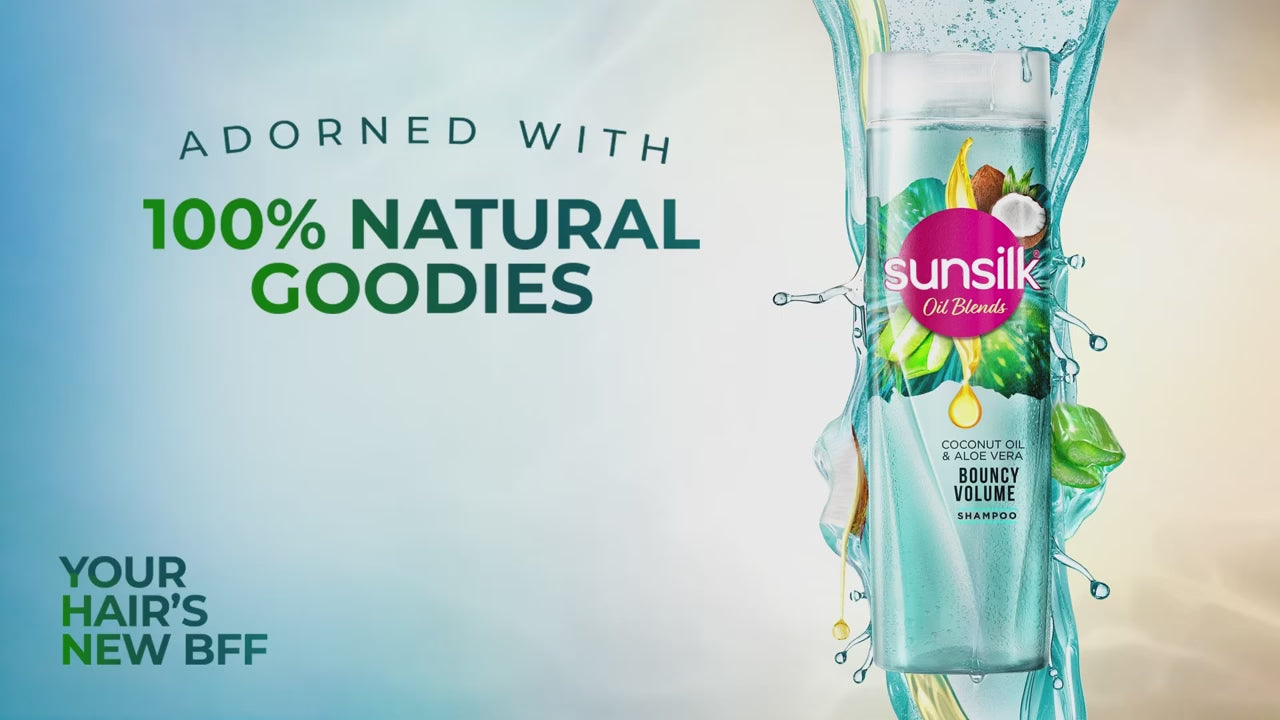 Load video: Sunsilk Coconut Oil &amp; Aloe Vera Bouncy Volume Shampoo - 200ml