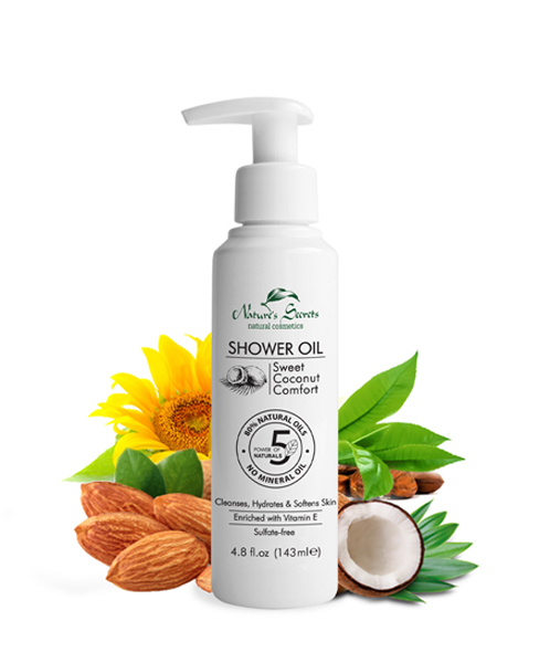 Nature's Secrets Shower Oil – Sweet Coconut Comfort (sulfate-free)