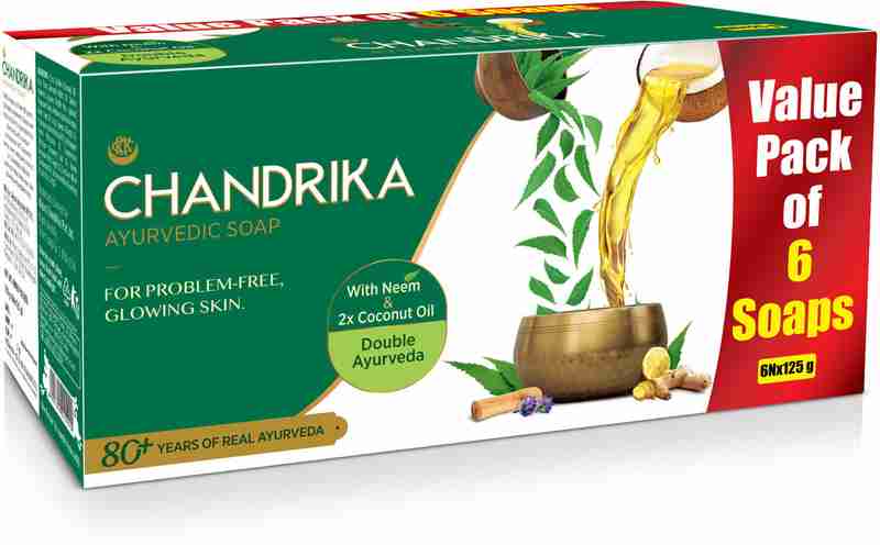Chandrika Ayurvedic Bathing Bar Soap with Neem 2x Coconut Oil