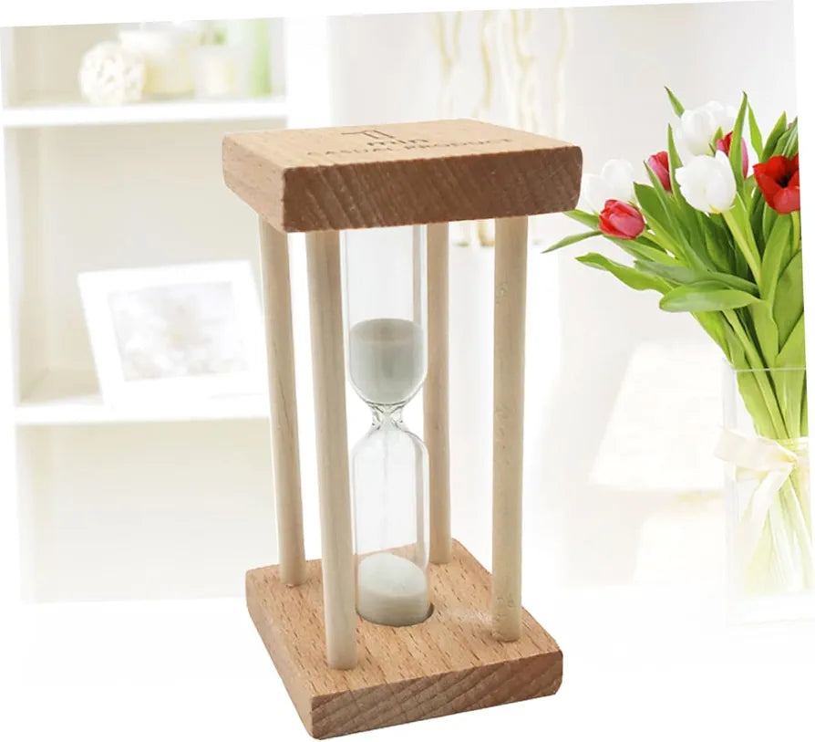 5 Min Wooden Frame Green Sand Hourglass