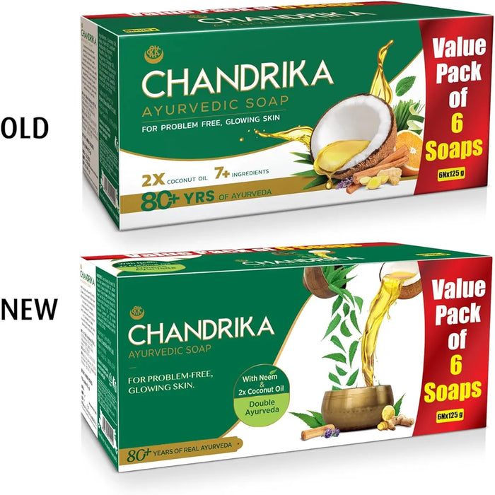 Chandrika Ayurvedic Bathing Bar Soap with Neem 2x Coconut Oil