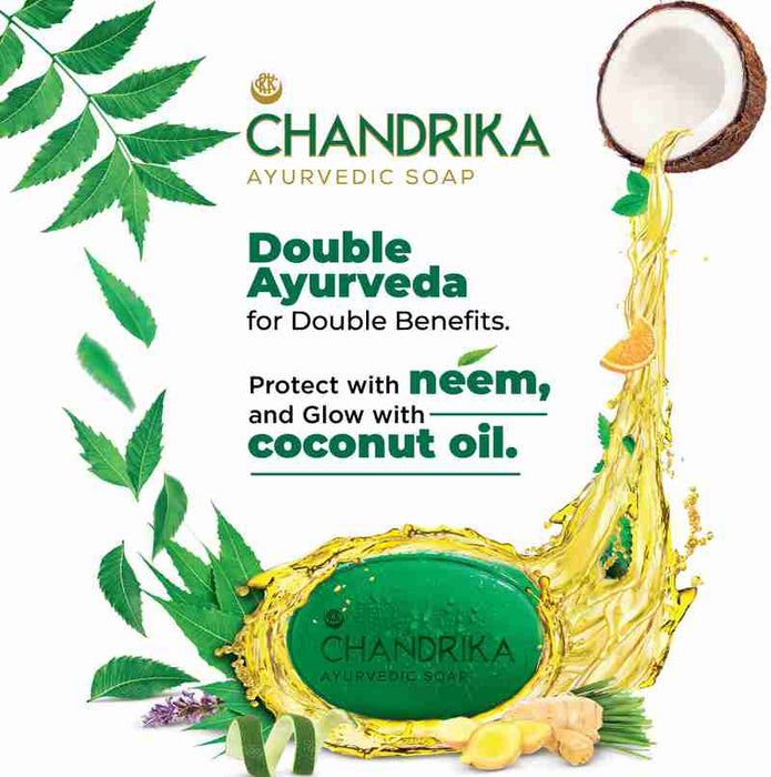 Chandrika Ayurvedic Bathing Bar Soap with Neem 2x Coconut Oil