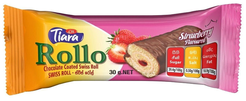 Tiara Rollo Chocolate Coated Strawberry Swiss Roll
