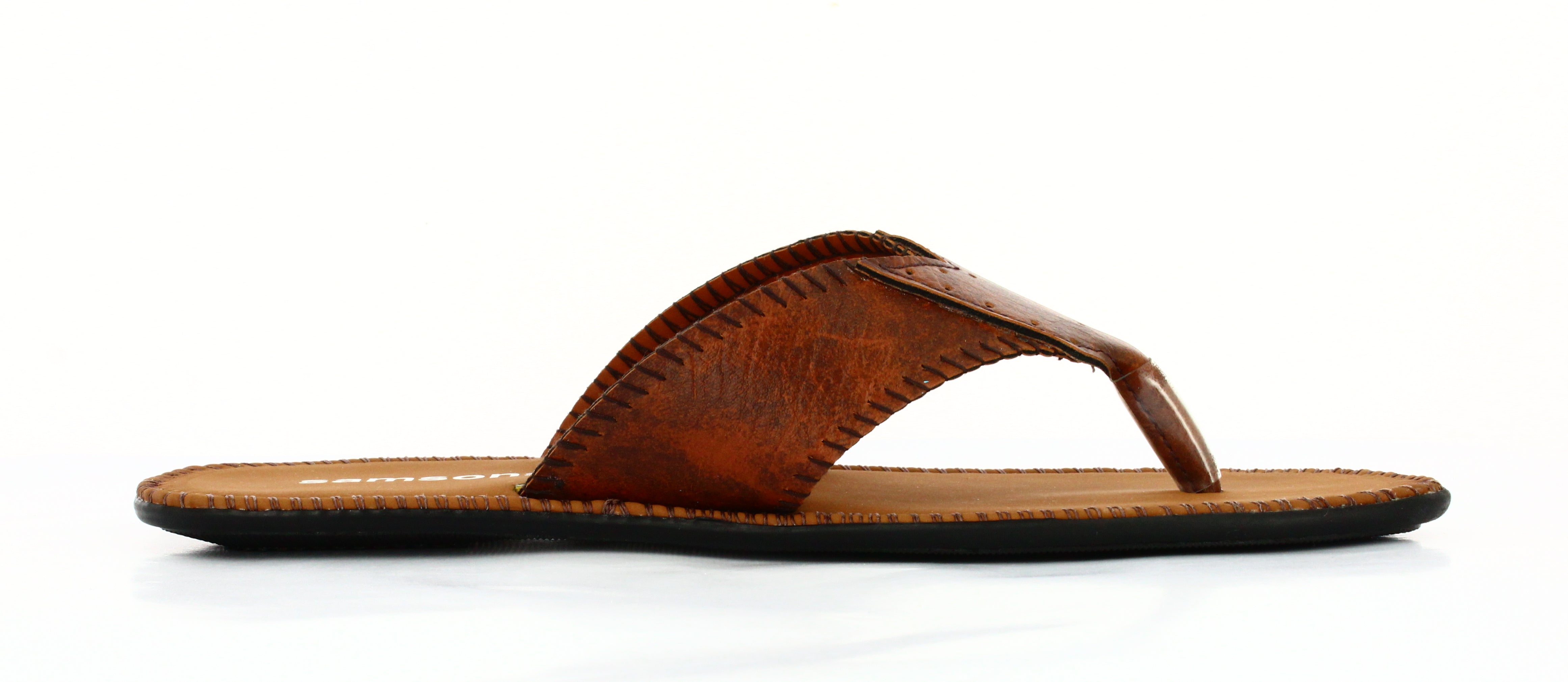 Samsons Mens Toe Ring Slipper Brown