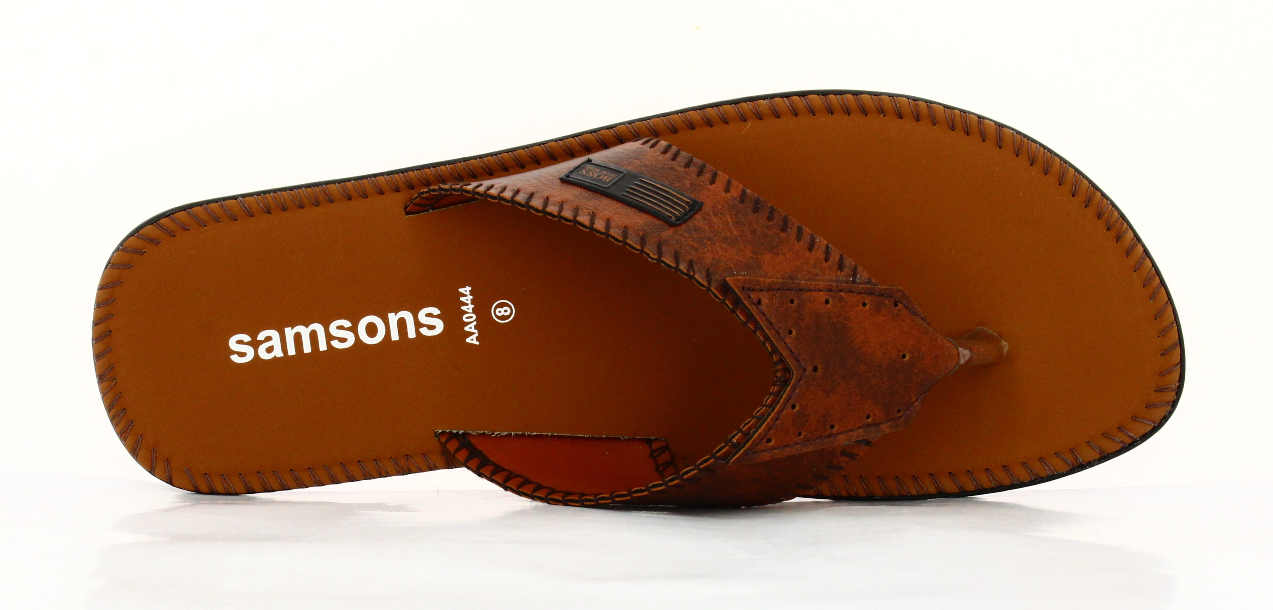 Samsons Mens Toe Ring Slipper Brown