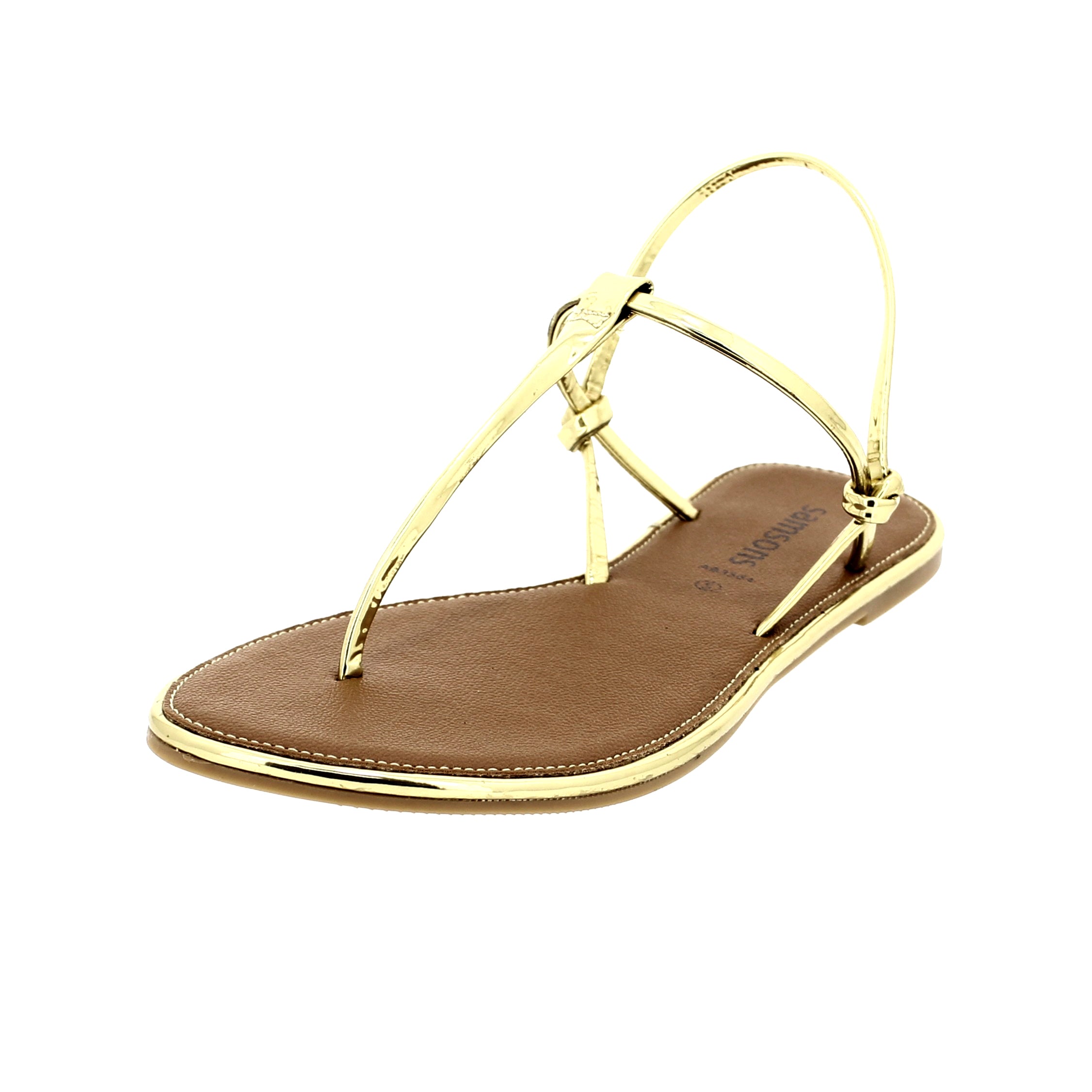 Samsons Women Casual T-strap Sandals Gold