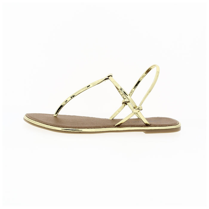 Samsons Women Casual T-strap Sandals Gold