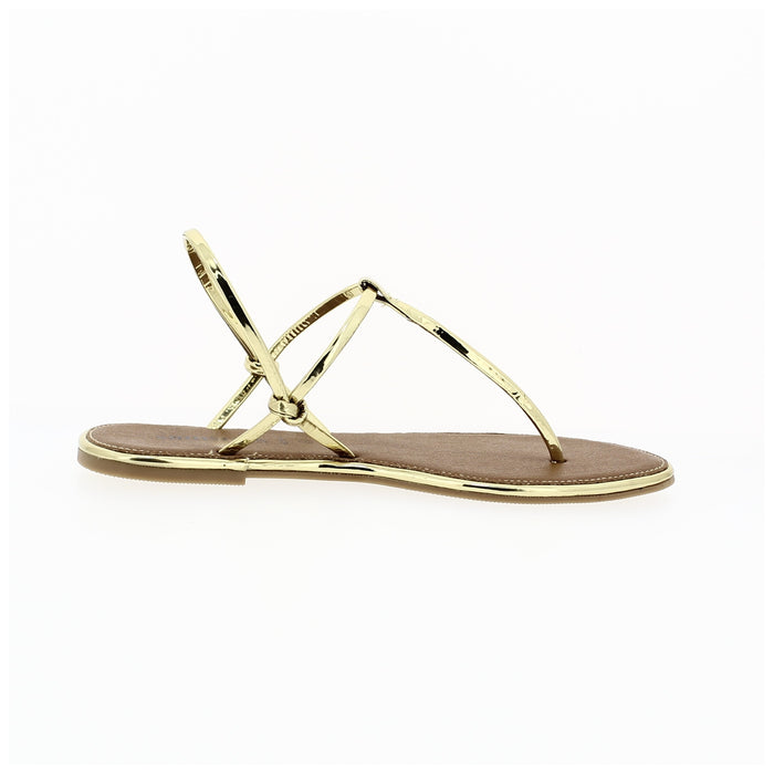 Samsons Women Casual T-strap Sandals Gold