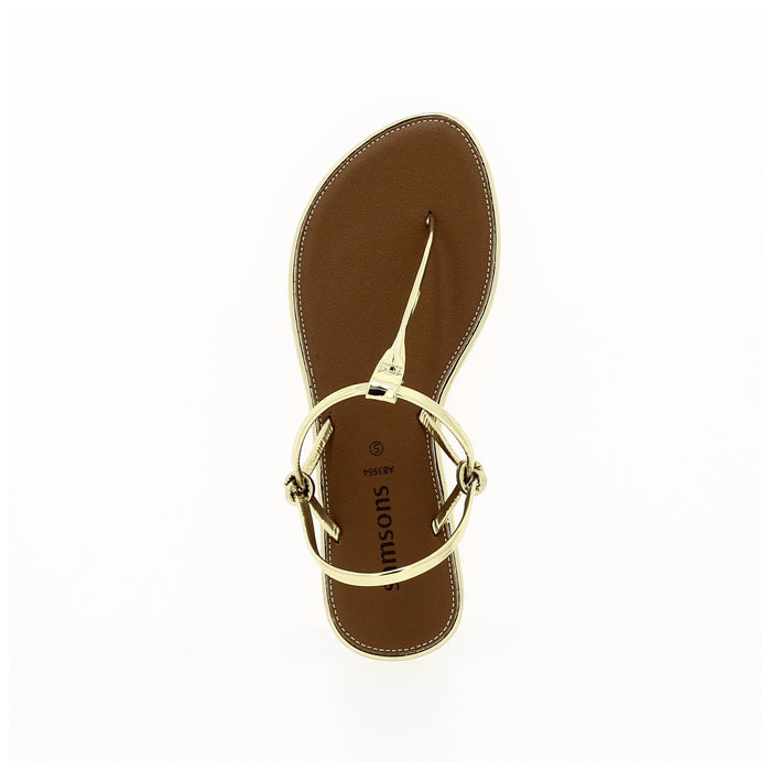 Samsons Women Casual T-strap Sandals Gold