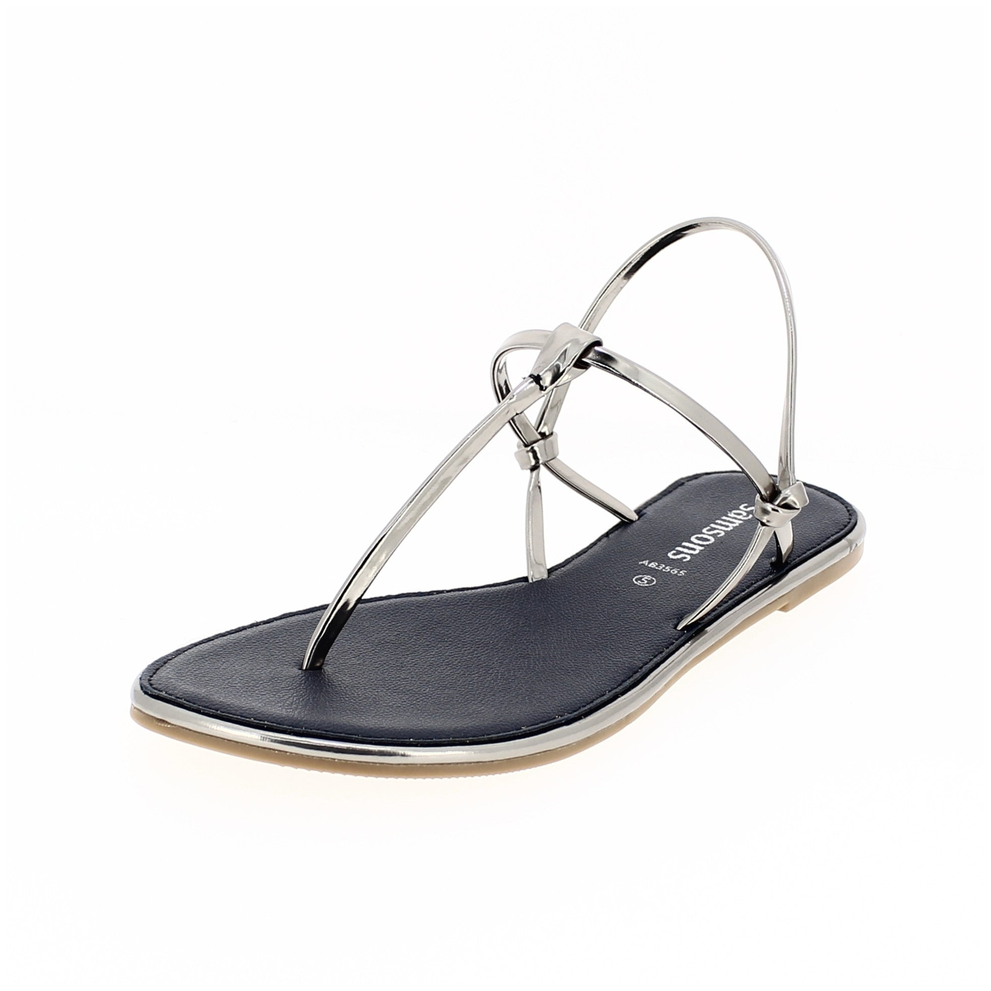 Samsons Women Casual T-strap Sandals Sliver