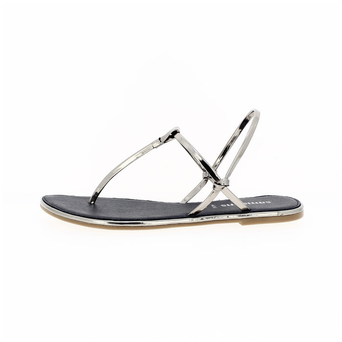 Samsons Women Casual T-strap Sandals Sliver