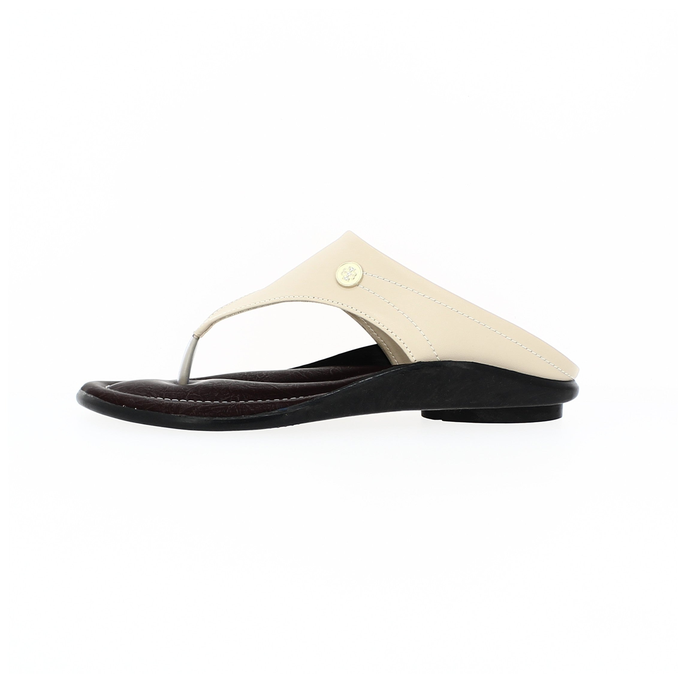 Samsons Women Casual T-Strap Slippers Beige