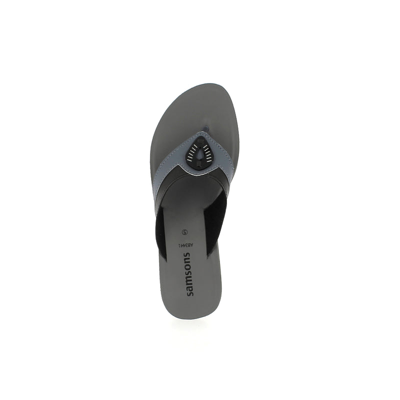 Samsons Women Casual T-Strap Slippers Black