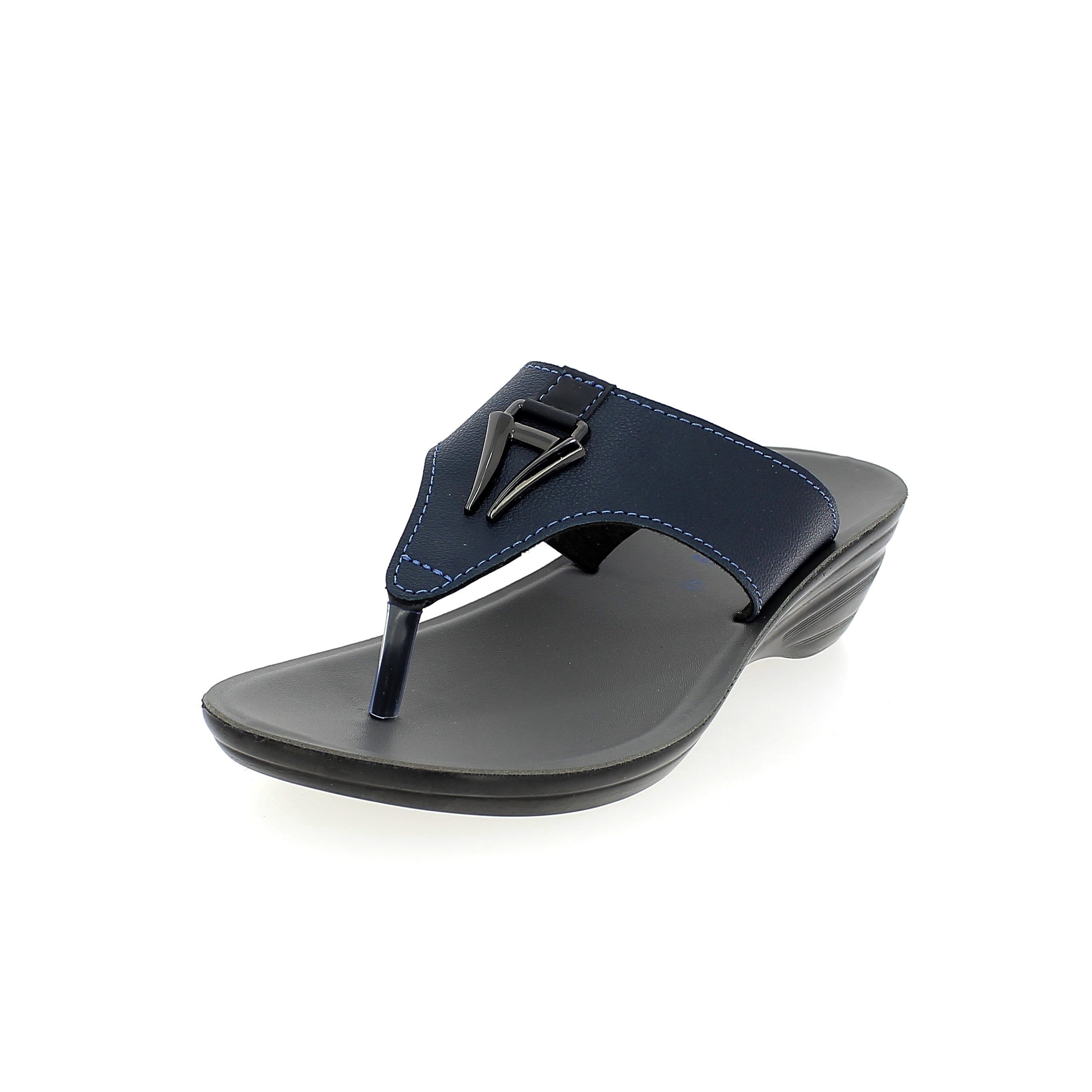 Samsons Women Casual T-Strap Slippers Blue