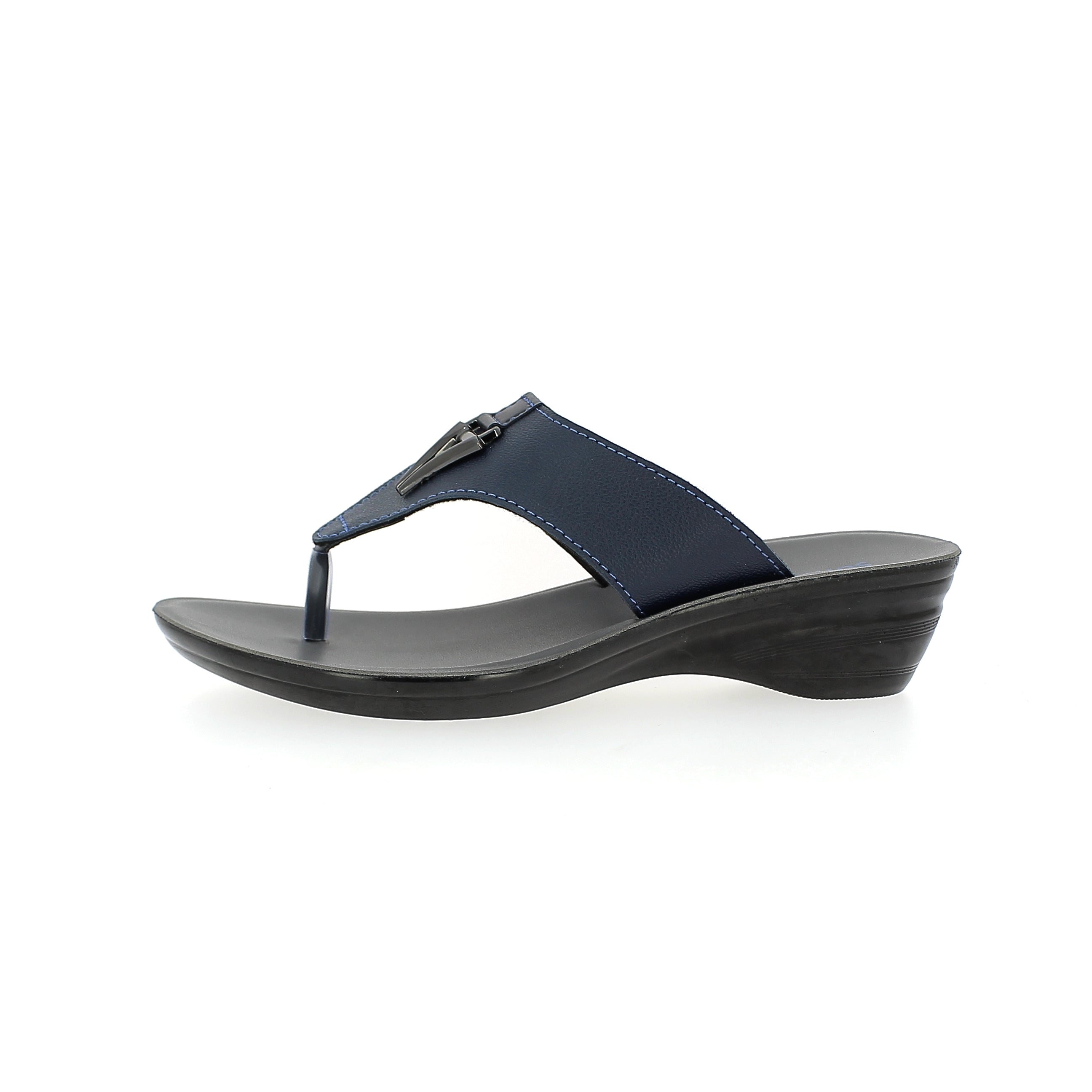 Samsons Women Casual T-Strap Slippers Blue