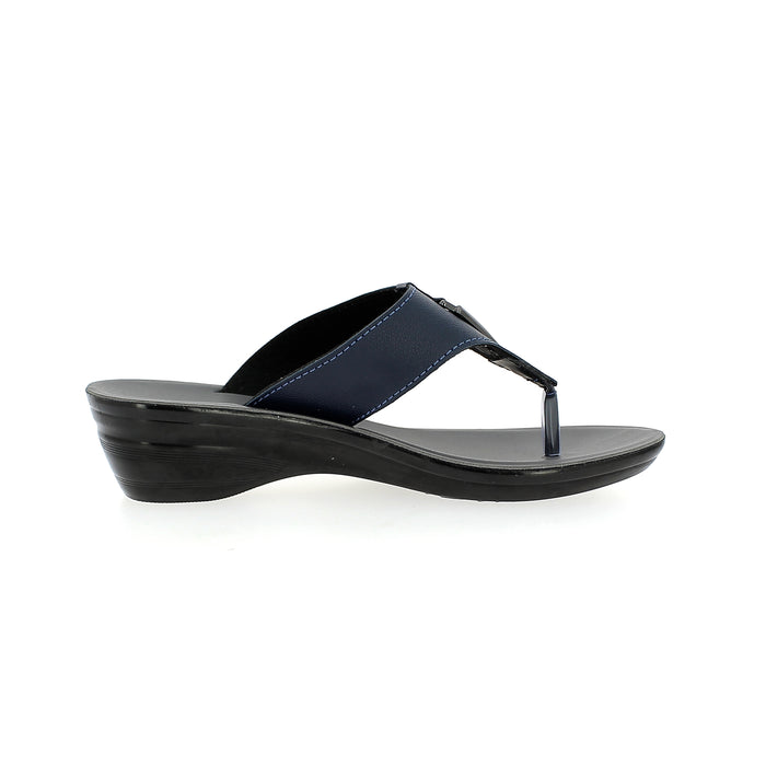 Samsons Women Casual T-Strap Slippers Blue